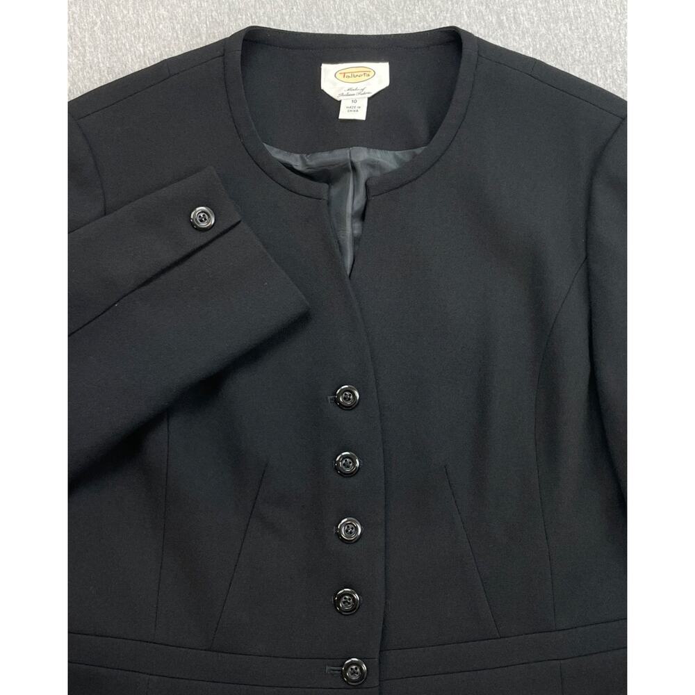 Talbots Jacket Womens 10 Black 100% Wool 6-Button Long Sleeve‎ Lined